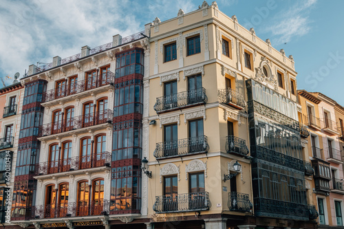 popular architecture of the plaza mayor in toledo, spain