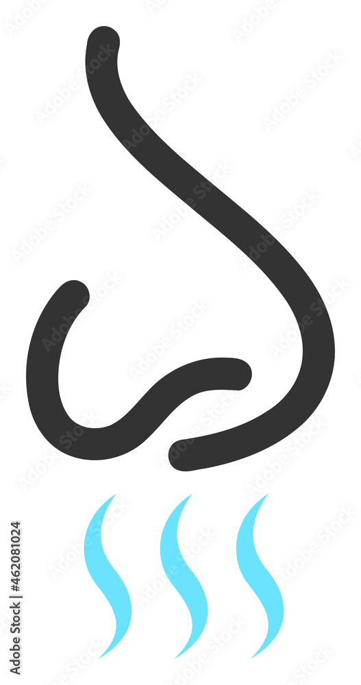 Nose smell vector illustration. A flat illustration design used for nose smell icon, on a white background. Nose smell vector illustration. A flat illustration design used for nose smell icon, on a white background.