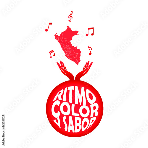 Canción criolla vector, blanco y rojo, Perú