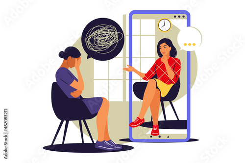 Psychological counseling concept. Psychological assistance service. Vector illustration. Flat.