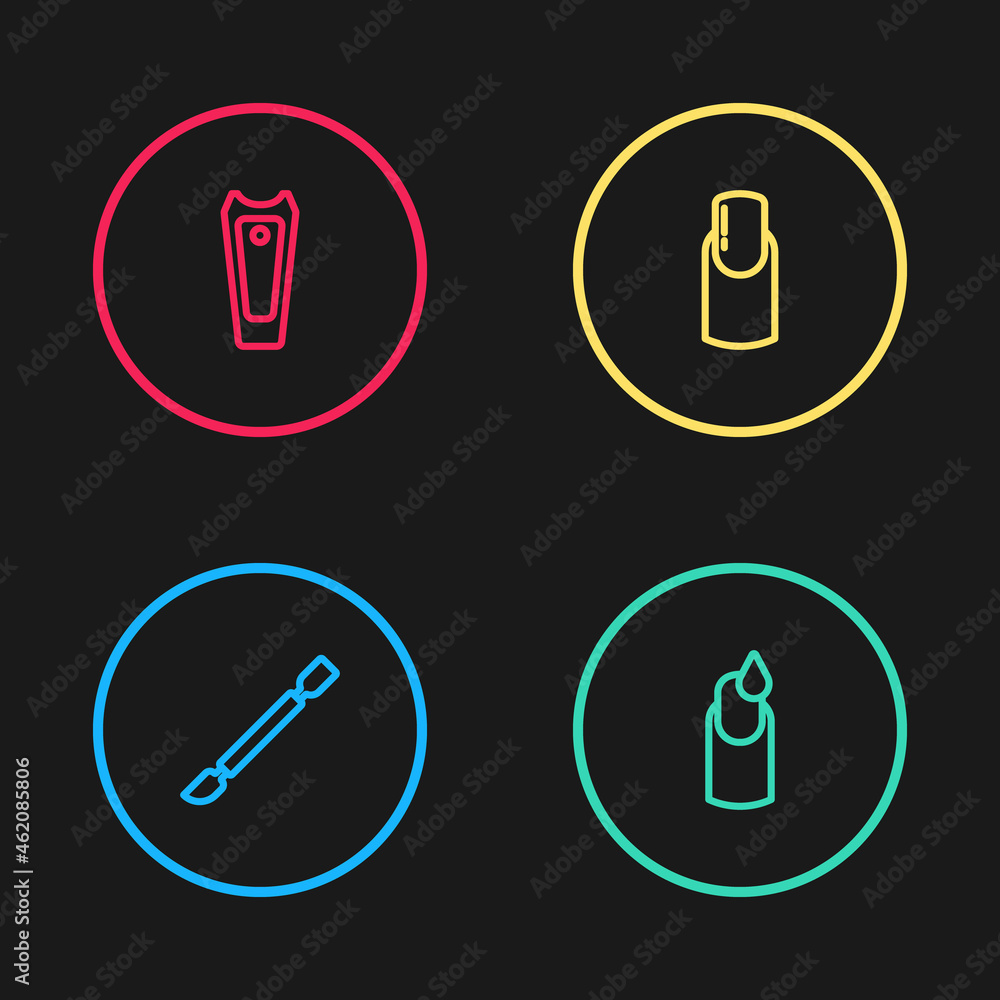 Set line Cuticle pusher, Manicure, Nail manicure and cutter icon. Vector Set line Cuticle pusher, Manicure, Nail manicure and cutter icon. Vector