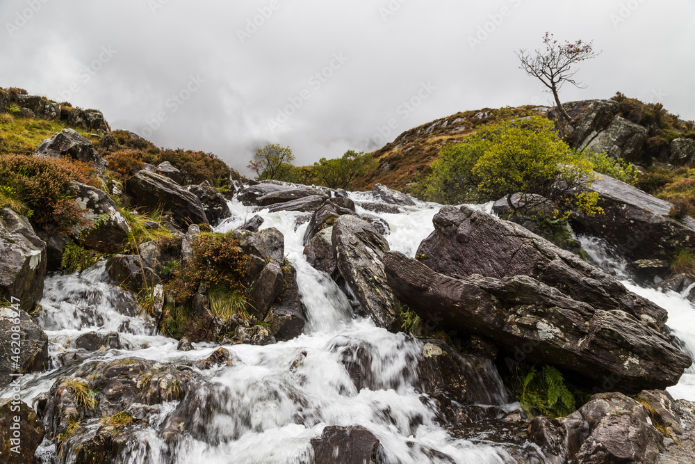 Water crashes down the Glacial valley Water crashes down the Glacial valley