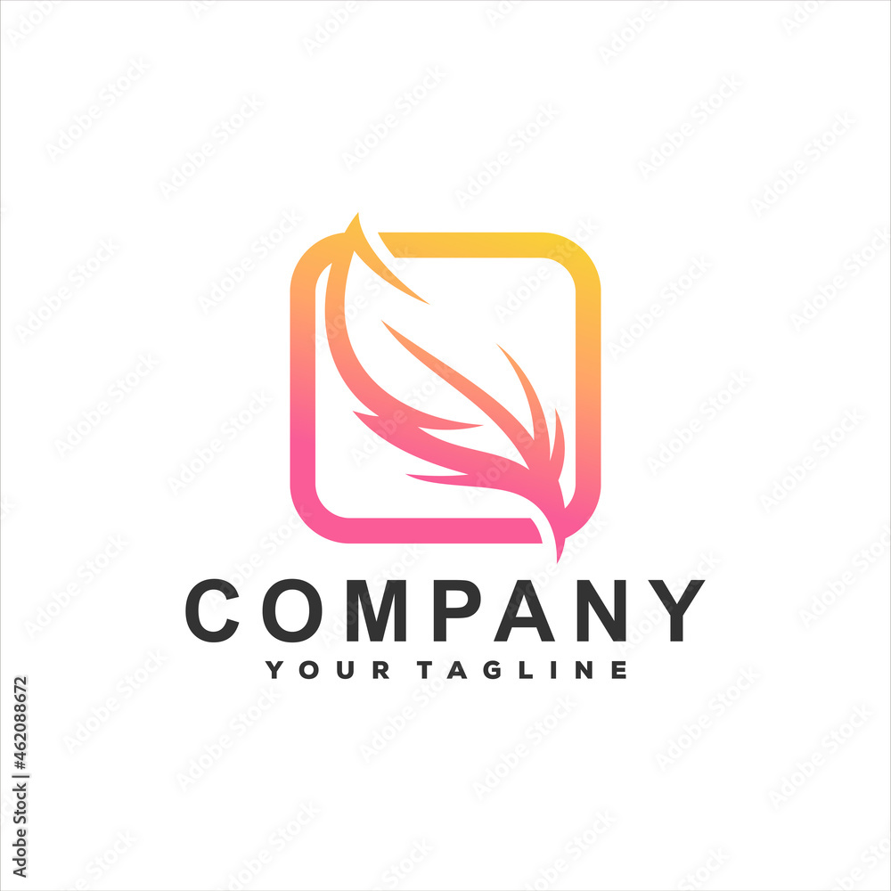 feather color gradient logo design feather color gradient logo design