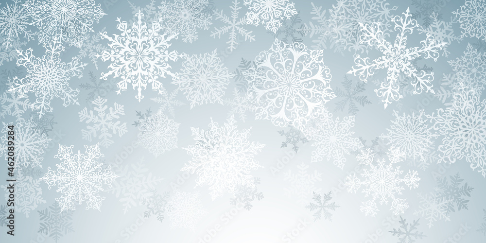 Illustration of big white complex Christmas snowflakes on gray background Illustration of big white complex Christmas snowflakes on gray background