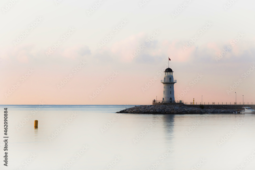lighthouse on the coast of the sea in Alanya, Turkey