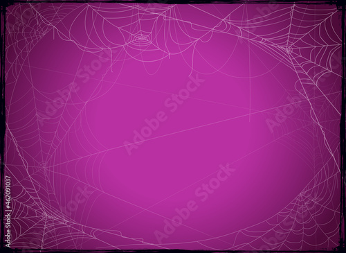 Purple Halloween Background with Spider Webs