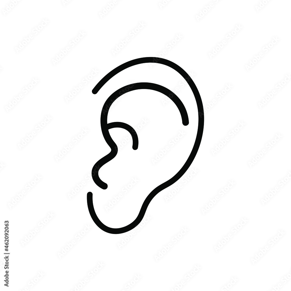 Ear vector icon, hearing symbol. Minimalist design to use as a logo or graphic resource Ear vector icon, hearing symbol. Minimalist design to use as a logo or graphic resource