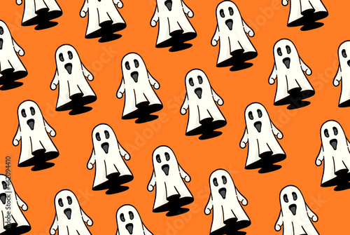 Cute ghost halloween texture background design. Vector illustration,
