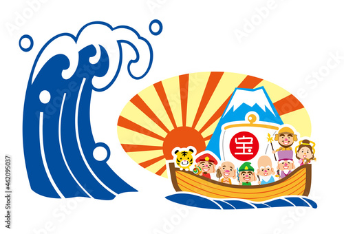 寅年　七福神の宝船　テンプレート