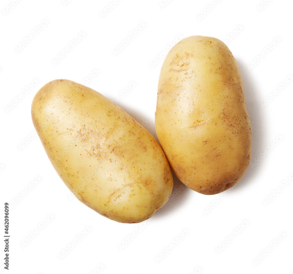 Raw Harvest potatoes isolated on white background. Raw Harvest potatoes isolated on white background.