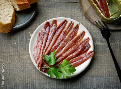 plate of canned anchovies