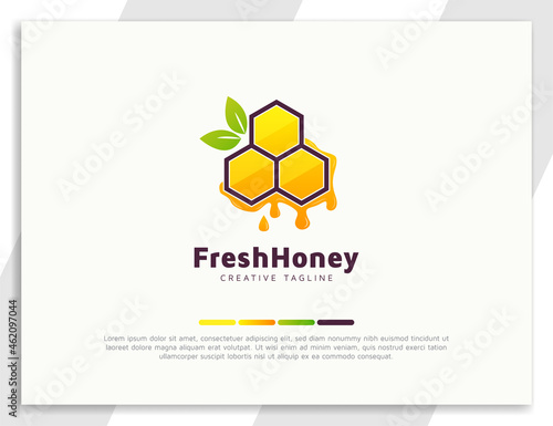 Fresh honey logo design with leaves