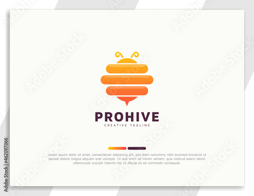 Gradient bee hive logo illustration template