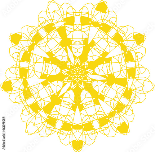 Ornament on the basis of a mandala with a checkerboard alternation of gold and light. Vector. The ability to change to any size without loss of quality.