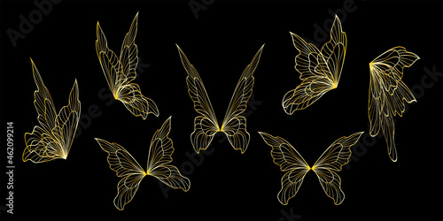 Set of gold  butterfly. Vector illustration.