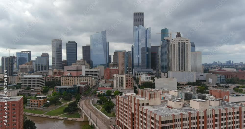 Aerial view of downtown Houston on a cloudy day Aerial view of downtown Houston on a cloudy day