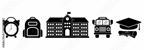 school and educations icon set, back to school vectorv set sign symbol
