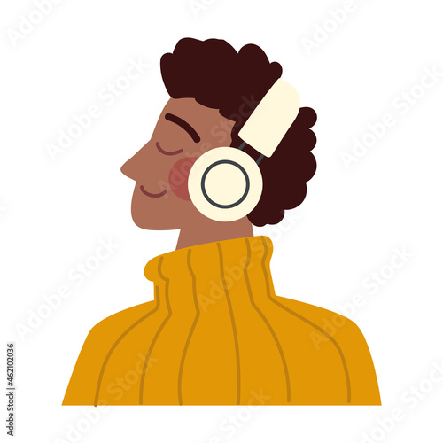 young man using headphones