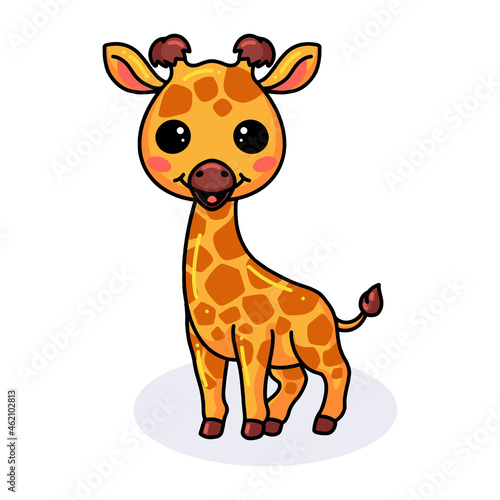 Cute happy little giraffe cartoon
