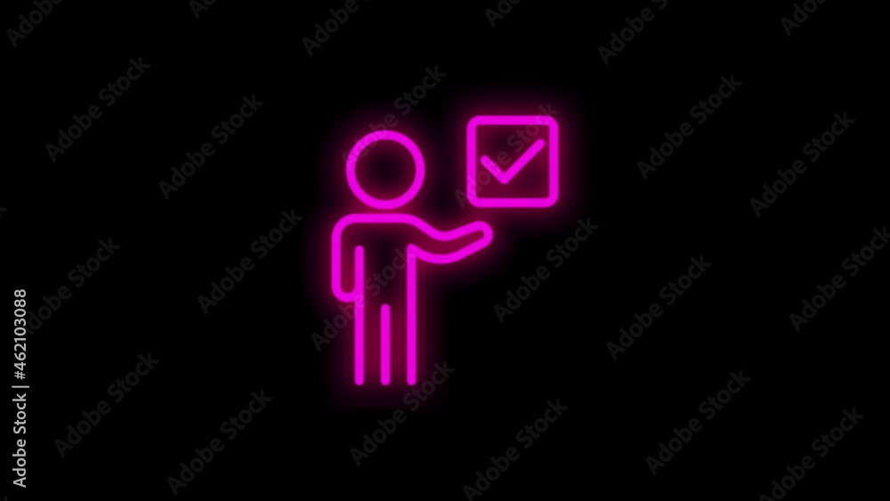 Approval line neon icon for modern concepts, web and apps on white background. Motion gaphic. Approval line neon icon for modern concepts, web and apps on white background. Motion gaphic.