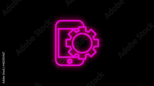 ELECTRONICS neon icon with flat abstract design isolated on white background. Motion graphic.