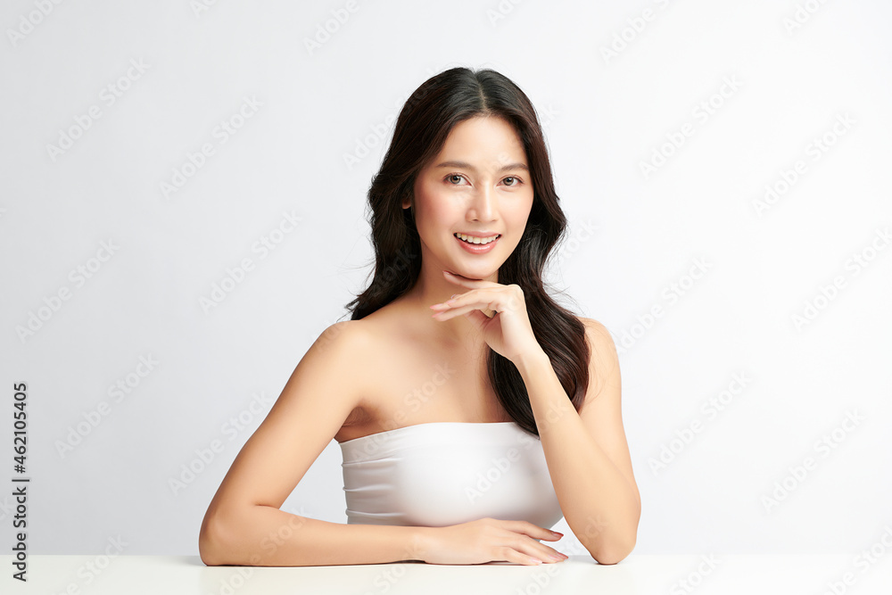 Beautiful young asian woman with clean fresh skin on white background, Face care, Facial treatment, Cosmetology, beauty and spa, Asian women portrait. Beautiful young asian woman with clean fresh skin on white background, Face care, Facial treatment, Cosmetology, beauty and spa, Asian women portrait.