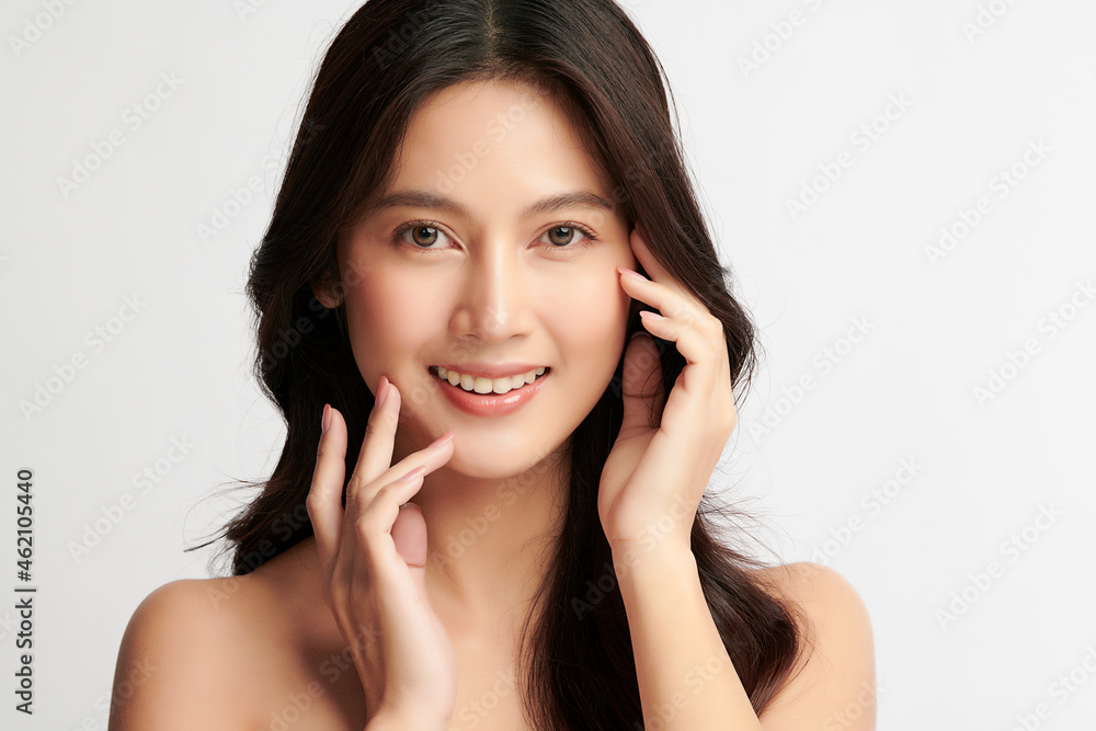 Beautiful young asian woman with clean fresh skin on white background, Face care, Facial treatment, Cosmetology, beauty and spa, Asian women portrait. Beautiful young asian woman with clean fresh skin on white background, Face care, Facial treatment, Cosmetology, beauty and spa, Asian women portrait.
