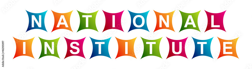 Fototapeta premium National Institute - Neat Text Written on Beautiful Isolated Colourful Boxes with White Background