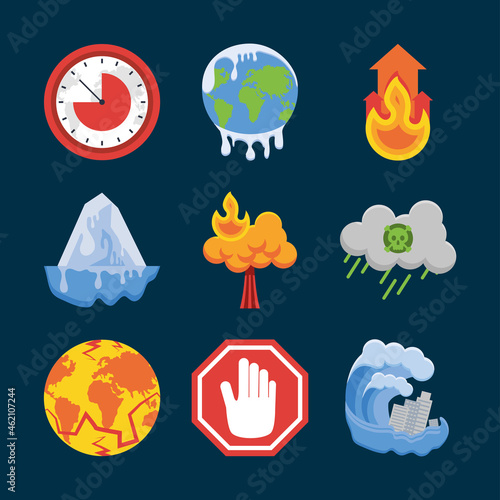 climate change, icons