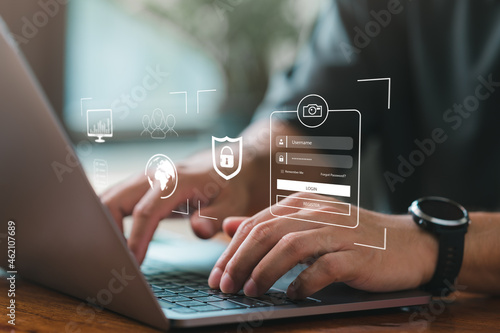 Photography cyber security concept, Login, User, identification information security and encryption, secure access to user's personal information, secure Internet access, cybersecurity