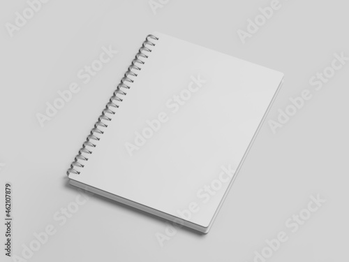 Bild auf Leinwand White Spiral notebook mockup, blank workbook notepad template, 3d rendering isol