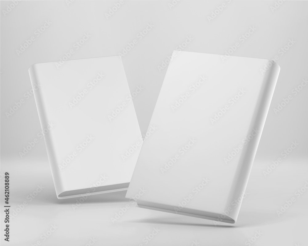 Fototapeta premium White HardCover Book Mockup, Blank paper book template, 3d rendering isolated on light background