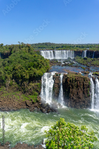 Iguazu Falls  located on the border of Argentina and Brazil  is the largest waterfall in the world.