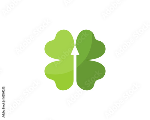Clover leaf with arrow up in the middle