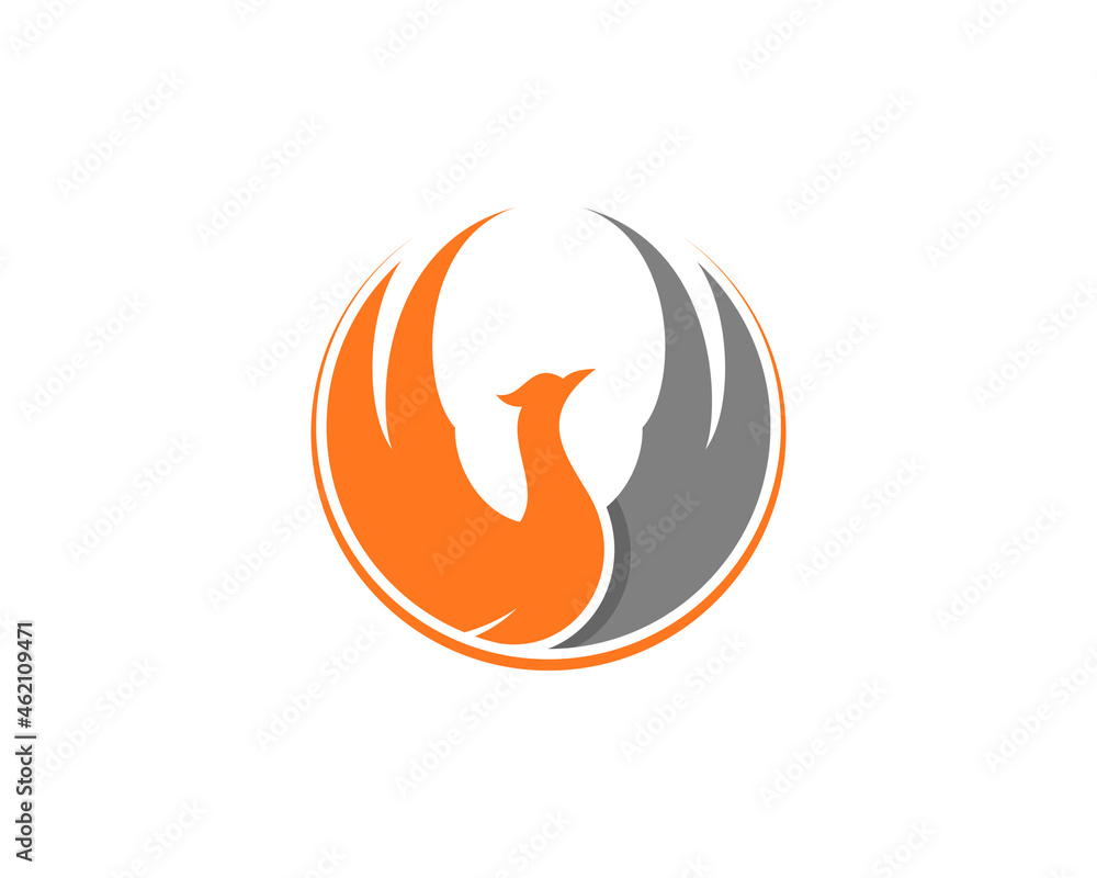 Phoenix with circle spread wings logo Phoenix with circle spread wings logo