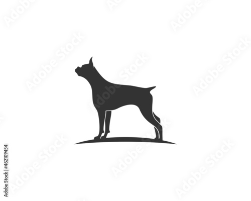 Standing dog silhouette vector illustration logo