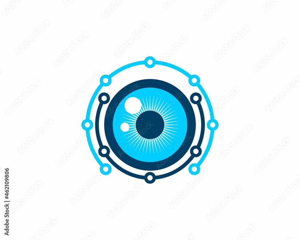 Circuit tech with blue eyes in the middle Circuit tech with blue eyes in the middle