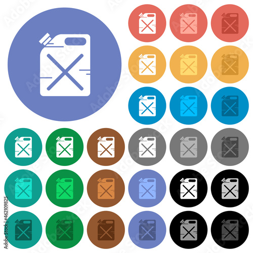 Gas can solid round flat multi colored icons