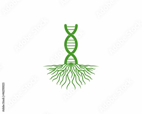 DNA Helix on the tree roots illustration