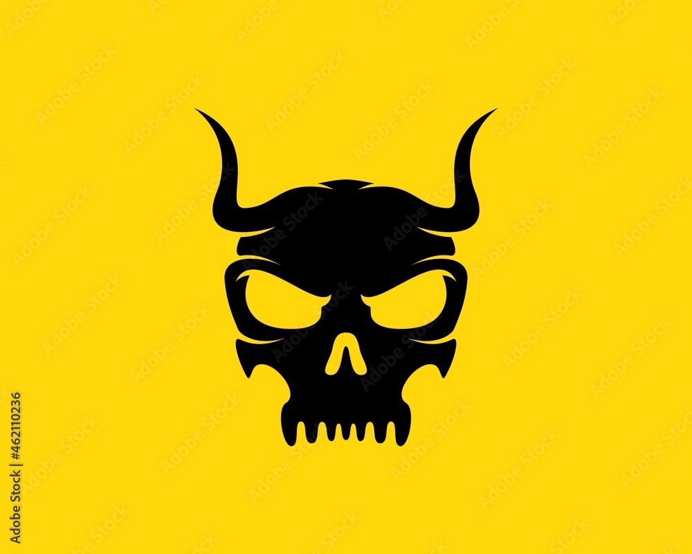Black skull head with two horn on the top Black skull head with two horn on the top