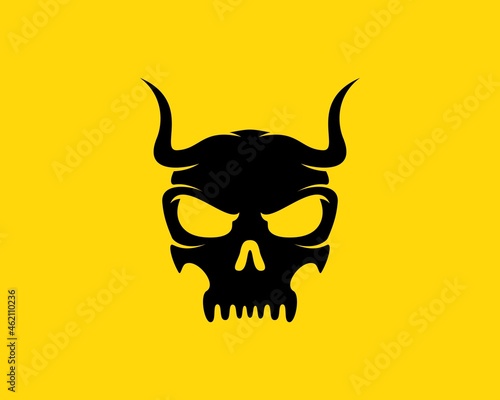 Black skull head with two horn on the top