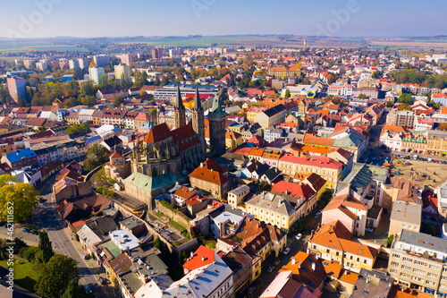 Aerial cityscape of small Czech town Kolin © JackF