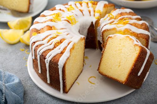 Lemon pound cake with powder sugar glaze