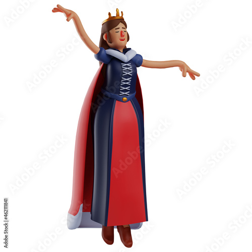 Bilde på lerret 3D Queen Cartoon Character as a talented ballerina