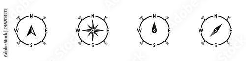 Conjunto de icono de brújula. Concepto de orientación y ubicación. Ilustración vectorial photo