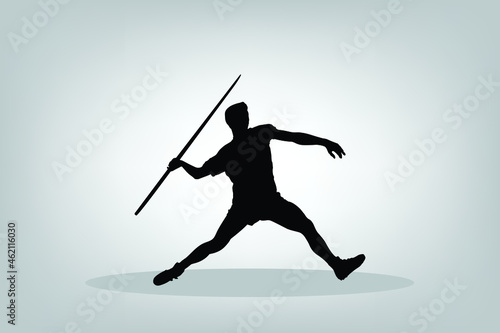 Javelin throwing Athlete. Javelin throw, athlete throwing, isolated vector silhouette. Athletics.