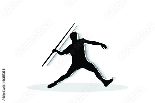 Javelin throwing Athlete. Javelin throw, athlete throwing, isolated vector silhouette. Athletics.