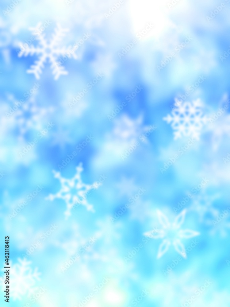 空から雪が舞うイメージの水色のイラスト 空から雪が舞うイメージの水色のイラスト
