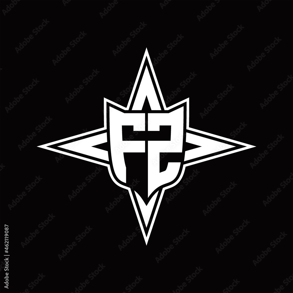 FZ Logo monogram with four direction arrows design template FZ Logo monogram with four direction arrows design template