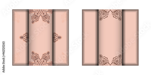 A pink postcard with a Greek pattern prepared for typography.